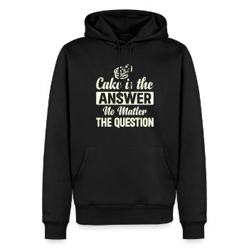 Kuchen ist die Antwort egal was die Frage ist - Männer Premium Bio Hoodie - Schwarz - Vorne - Nico (187cm)