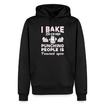 I bake because hitting people is frowned upon; - Men’s Premium Organic Hoodie - black - Front - Nico (187cm)