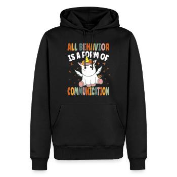 Jedes Verhalten ist eine Form der Kommunikation - Männer Premium Bio Hoodie - Schwarz - Vorne - Nico (187cm)