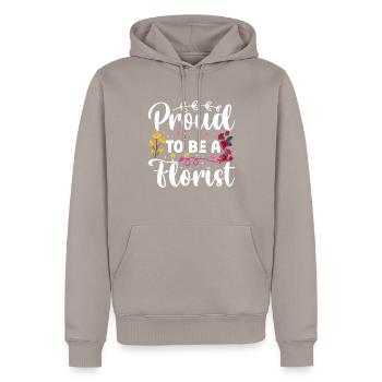 Florist Floral Arrangement Bouquet - Men’s Premium Organic Hoodie - taupe - Front - Nico (187cm)