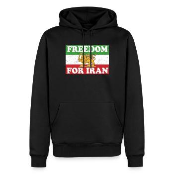 Iranische Löwenflagge FREIHEIT FÜR DEN IRAN Unterstützen Sie Frauen - Männer Premium Bio Hoodie - Schwarz - Vorne - Nico (187cm)
