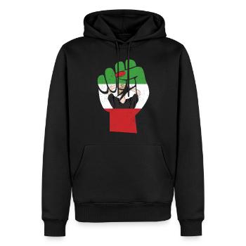 Nouveau drapeau iranien avec support de poing féminin fille - Sweat à capuche Premium bio Homme - noir - Devant - Nico (187cm)