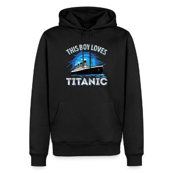 This Boy Loves RMS Titanic Just a Boy who loves - Men’s Premium Organic Hoodie - black - Front - Nico (187cm)