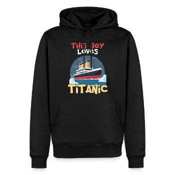 Titanic, ce garçon aime le RMS Titanic - Sweat à capuche Premium bio Homme - noir - Devant - Nico (187cm)