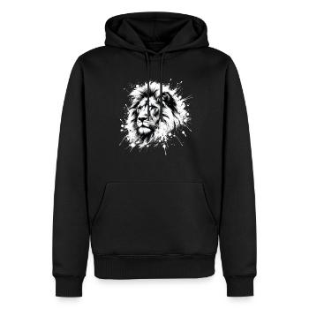 Löwenkopf mit blauen Augen - Liebhaber Löwen - Männer Premium Bio Hoodie - Schwarz - Vorne - Nico (187cm)