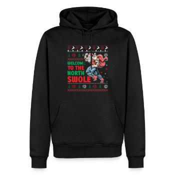 Père Noël Liftmas Fitness Bodybuilder Gym Workout - Sweat à capuche Premium bio Homme - noir - Devant - Nico (187cm)