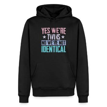 Oui, nous sommes jumeaux, non, nous ne sommes pas identiques - Sweat à capuche Premium bio Homme - noir - Devant - Nico (187cm)