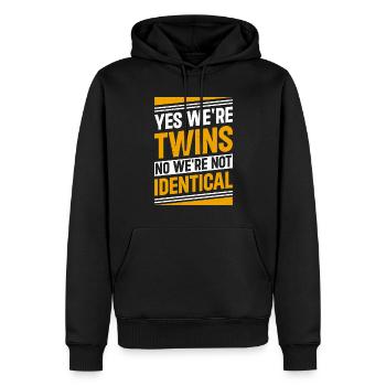 Yes we're twins, no we're not Identical - Men’s Premium Organic Hoodie - black - Front - Nico (187cm)