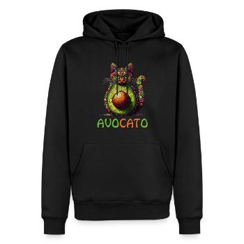 AVOCATO EINE LUSTIGE BUNTE FUSION AUS KATZE UND AVOCADO - Männer Premium Bio Hoodie - Schwarz - Vorne - Nico (187cm)