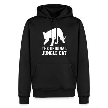 04 Le chat de la jungle original - Sweat à capuche Premium bio Homme - noir - Devant - Nico (187cm)