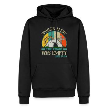 Spoiler Grabstätte war lerr Lustiger Oster Spruch - Männer Premium Bio Hoodie - Schwarz - Vorne - Nico (187cm)