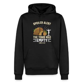 Spoiler Grabstätte war lerr Lustiger Oster Spruch - Männer Premium Bio Hoodie - Schwarz - Vorne - Nico (187cm)