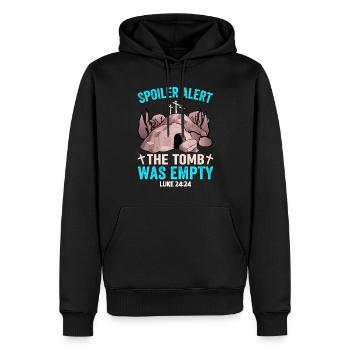 Spoiler Grabstätte war lerr Lustiger Oster Spruch - Männer Premium Bio Hoodie - Schwarz - Vorne - Nico (187cm)