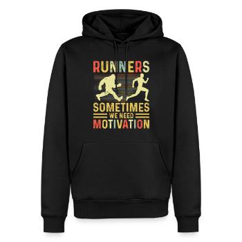 Mountain runner jogging in the mountains - Men’s Premium Organic Hoodie - black - Front - Nico (187cm)