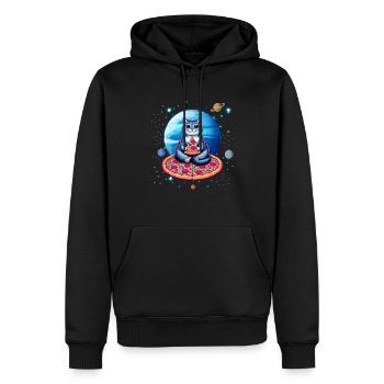 coole Weltraum Katze mit Sonnenbrille - Männer Premium Bio Hoodie - Schwarz - Vorne - Nico (187cm)