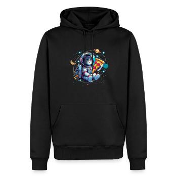 coole Weltraum Katze mit Sonnenbrille - Männer Premium Bio Hoodie - Schwarz - Vorne - Nico (187cm)