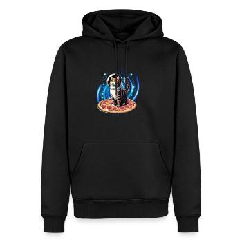 Space Cat Pizza Funny Kitten - Men’s Premium Organic Hoodie - black - Front - Nico (187cm)
