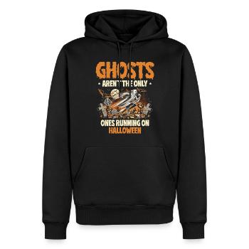 Halloween isn't just ghosts, cardio - Men’s Premium Organic Hoodie - black - Front - Nico (187cm)
