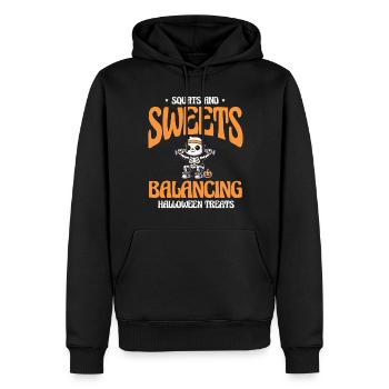 Kniebeugen Süßigkeiten Gleichgewicht Halloween - Männer Premium Bio Hoodie - Schwarz - Vorne - Nico (187cm)