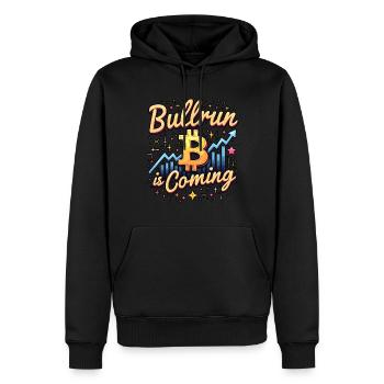 "Bullrun is coming" Bitcoin für Krypto Trader - Männer Premium Bio Hoodie - Schwarz - Vorne - Nico (187cm)