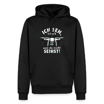 Drohnen - Ich Seh, Ich Seh - Männer Premium Bio Hoodie - Schwarz - Vorne - Nico (187cm)