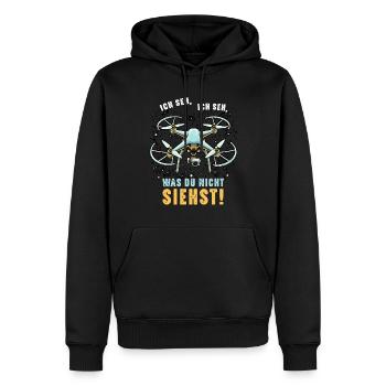 Drohnen - Ich Seh, Ich Seh - Männer Premium Bio Hoodie - Schwarz - Vorne - Nico (187cm)