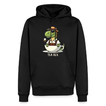 Tea Rex - Männer Premium Bio Hoodie - Schwarz - Vorne - Nico (187cm)