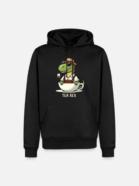 Tea Rex - Männer Premium Bio Hoodie - Schwarz