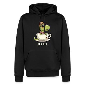 Tea Rex TRex Lederhose - Männer Premium Bio Hoodie - Schwarz - Vorne - Nico (187cm)