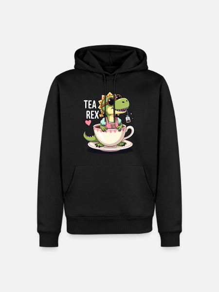 Tea Rex Trachtenshirt Dirndl T-Rex - Männer Premium Bio Hoodie - Schwarz