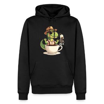 Tea Rex Tyrannosaurus TRex - Männer Premium Bio Hoodie - Schwarz - Vorne - Nico (187cm)