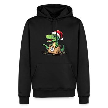 Tea Rex Dinosaurier Weihnachtsmann Mütze - Männer Premium Bio Hoodie - Schwarz - Vorne - Nico (187cm)