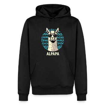 Alpapa Alpaka Lama Fan Liebhaber Vater - Männer Premium Bio Hoodie - Schwarz - Vorne - Nico (187cm)