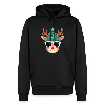 Weihnachts Rentier mit roter Nase - Männer Premium Bio Hoodie - Schwarz - Vorne - Nico (187cm)