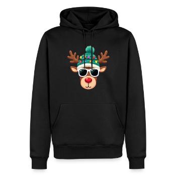 Weihnachts Rentier mit roter Nase - Männer Premium Bio Hoodie - Schwarz - Vorne - Nico (187cm)