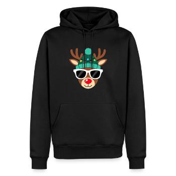 Weihnachts Rentier mit roter Nase - Männer Premium Bio Hoodie - Schwarz - Vorne - Nico (187cm)