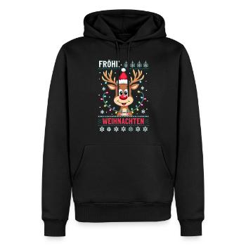 Rentier Weihnachten – Lustiges Weihnachtsgeschenk - Männer Premium Bio Hoodie - Schwarz - Vorne - Nico (187cm)