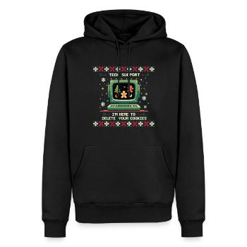 Tech Support – Funny Delete Cookies Shirt - Men’s Premium Organic Hoodie - black - Front - Nico (187cm)