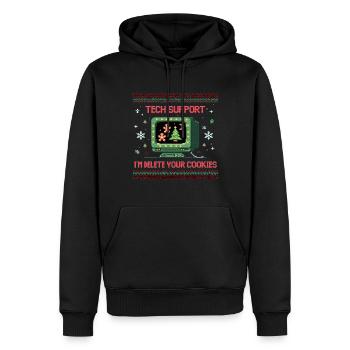 Tech Christmas – Delete Cookies Humor - Männer Premium Bio Hoodie - Schwarz - Vorne - Nico (187cm)