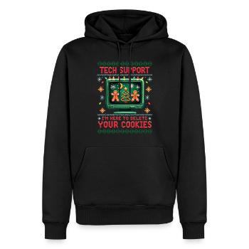 Tech Support – "I'm Here To Delete Your Cookies" - Männer Premium Bio Hoodie - Schwarz - Vorne - Nico (187cm)