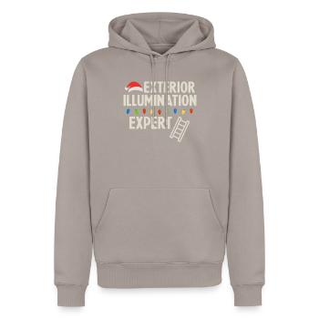 Expert de Noël pour les lumières de Noël - Sweat à capuche Premium bio Homme - taupe - Devant - Nico (187cm)