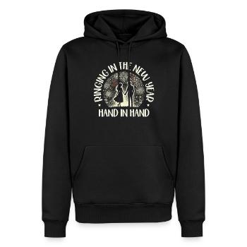 Ring in New Year Hand in Hand, Couple Goals, Love - Men’s Premium Organic Hoodie - black - Front - Nico (187cm)
