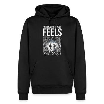Avec vous, chaque année est magique romantique - Sweat à capuche Premium bio Homme - noir - Devant - Nico (187cm)