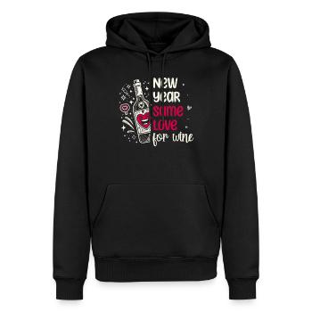 Nouvel An Même amour pour le vin, Appréciation du vin - Sweat à capuche Premium bio Homme - noir - Devant - Nico (187cm)