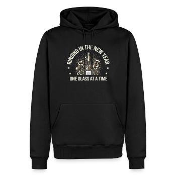 Célébrez le Nouvel An, verre par verre, toasts amusants - Sweat à capuche Premium bio Homme - noir - Devant - Nico (187cm)