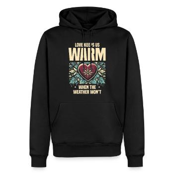 L’amour nous garde au chaud quand le temps ne joue pas le jeu - Sweat à capuche Premium bio Homme - noir - Devant - Nico (187cm)