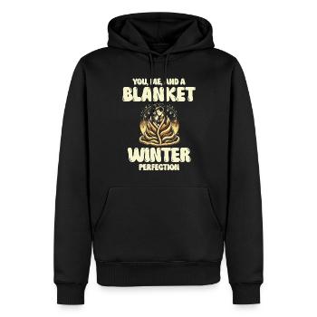 Du, ich und Decke, Winterperfektion, Liebe, Winter - Männer Premium Bio Hoodie - Schwarz - Vorne - Nico (187cm)