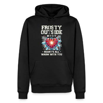 Frostig draußen, aber mein Herz ganz warm mit dir - Männer Premium Bio Hoodie - Schwarz - Vorne - Nico (187cm)