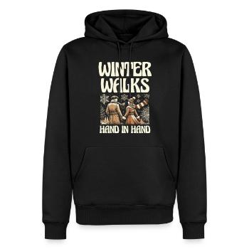 Winterspaziergänge Hand in Hand, romantisch Winter - Männer Premium Bio Hoodie - Schwarz - Vorne - Nico (187cm)
