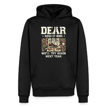 New resolutions, we'll try next year - Men’s Premium Organic Hoodie - black - Front - Nico (187cm)